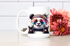 Funny Panda Rocker Sign Watercolor Clipart Product Image 2