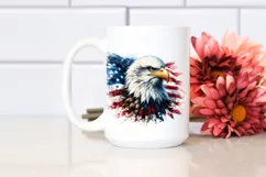 Detailed Watercolor Patriotic Bald Eagle Usa Colors Clipart Product Image 2