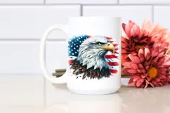 Detailed Watercolor Patriotic Bald Eagle Usa Colors Clipart Product Image 2