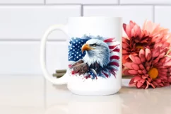 Detailed Watercolor Patriotic Bald Eagle Usa Colors Clipart Product Image 2