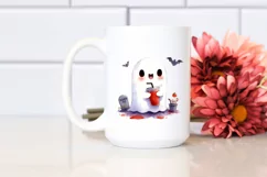 Watercolor Retro Halloween Ghost PNG Product Image 2