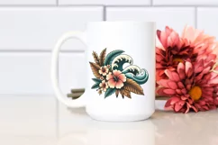 Vintage Tropical Flower Waves Clipart Tshirt | Sublimation | Product Image 2
