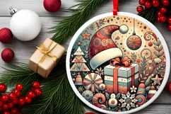 Round Christmas Ornament Sublimation|Clipart Product Image 1