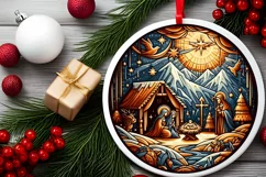 Round Christmas Ornament Sublimation|Clipart Product Image 1