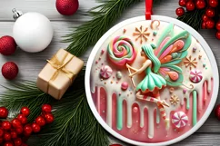 Round Christmas Ornament Sublimation|Clipart Product Image 1
