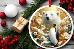 Round Christmas Ornament Sublimation|Clipart Product Image 1