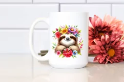Cartoon-Style Watercolor Sloth Flower Crown Product Image 2
