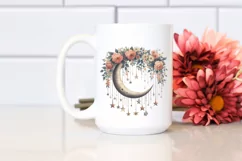 Vintage Half Moon with Stars, Postcard Style PNG Product Image 2