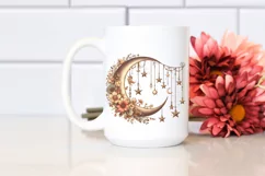 Vintage Half Moon with Stars, Postcard Style PNG Product Image 2