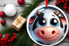 Shiny Christmas Cow Ornament Clipart Product Image 2