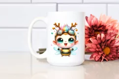Baby Bee with Reindeer Horns PNG Product Image 2