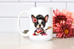 Boston Terrier Rock Star Watercolor Clipart Product Image 2