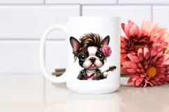 Boston Terrier Rock Star Watercolor Clipart Product Image 2
