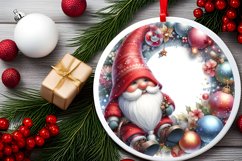 Christmas Gnome Round Ornament Sublimation PNG Product Image 2