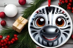 Shiny Christmas Face Round Zebra Sublimation PNG Product Image 2