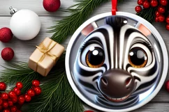 Christmas Zebra Round Sticker Sublimation PNG Product Image 2
