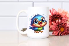 Colorful Crazy Looking Small Baby Wren Clipart Product Image 2