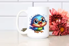 Colorful Crazy Looking Small Baby Wren Clipart Product Image 2