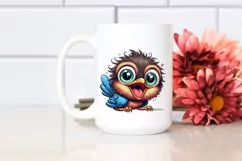 Colorful Crazy Looking Small Baby Wren Clipart Product Image 2