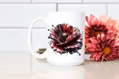 Glossy Marble Poppy Watercolor Clipart Product Image 2