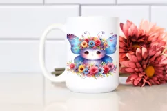 Cartoon-Style Butterfly with Flower Crown | Clipart Product Image 2