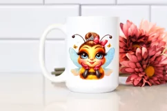 Funny Cute Bee Portrait Smiling Vintage Look Watercolor Product Image 2