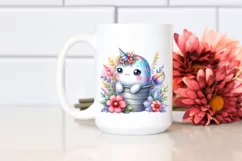 Colorful Smiling Baby Narwhal | Clipart Product Image 2