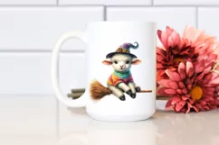 Colorful Baby Lamb on Witch Broom, Splash Sweet Pea | Product Image 2