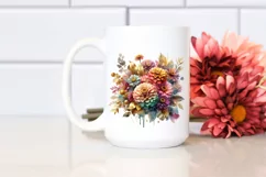 Colorful Zinnia Watercolor Abstract | Sublimation Clipart Product Image 2