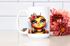 Funny Cute Bee Smiling Diva Look Watercolor Clipart Product Image 2