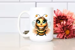 Funny Cute Bee Smiling Diva Look Watercolor Clipart Product Image 2