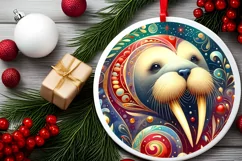 Round Christmas Ornament Sublimation|Clipart Product Image 2