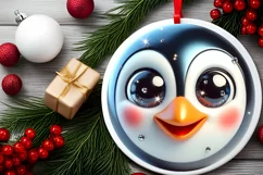 Penguin Smiling Round Ornament Sublimation PNG Product Image 2