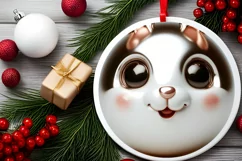 Bunny Smiling Round Ornament Sublimation PNG Product Image 2