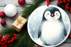 Penguin Christmas Ornament Sublimation PNG Product Image 2