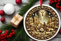 Round Christmas Ornament Sublimation|Clipart Product Image 1