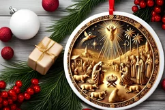 Round Christmas Ornament Sublimation|Clipart Product Image 1