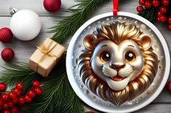 Lion Smiling Round Ornament Sublimation PNG Product Image 2