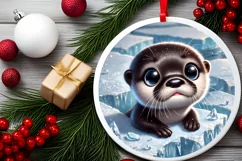 Round Christmas Ornament Sublimation|Clipart Product Image 2