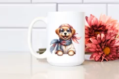 Funny Cute Puppy Smiling Silk Scarf Sunglasses Clipart Product Image 2