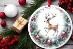 Rein Deer Christmas Ornament Sublimation PNG Product Image 2