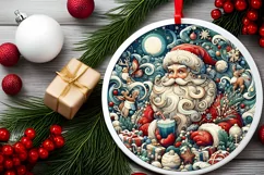 Round Christmas Ornament Sublimation|Clipart Product Image 2