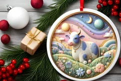 Round Christmas Ornament Sublimation|Clipart Product Image 2