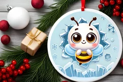 Round Christmas Ornament Sublimation|Clipart Product Image 2