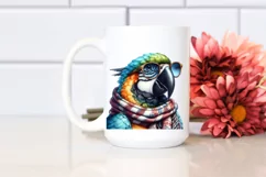 Whimsical Cute Macaw Smiling Scarf Sunglasses Clipart Product Image 2
