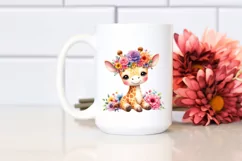 Cartoon-Style Giraffe with Flower Crown | Clipart Product Image 2