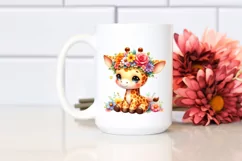 Cartoon-Style Giraffe, Flower Crown, Clipart Product Image 2