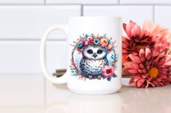 Vibrant Baby Owl Floral Wreath Clipart Product Image 2
