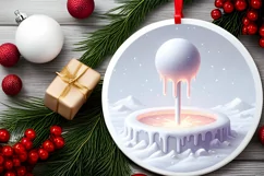 Winter Candy Round Ornament Sublimation PNG Product Image 2