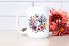Vibrant Boho Moon Flowers, White Background | Sublimation | Product Image 2